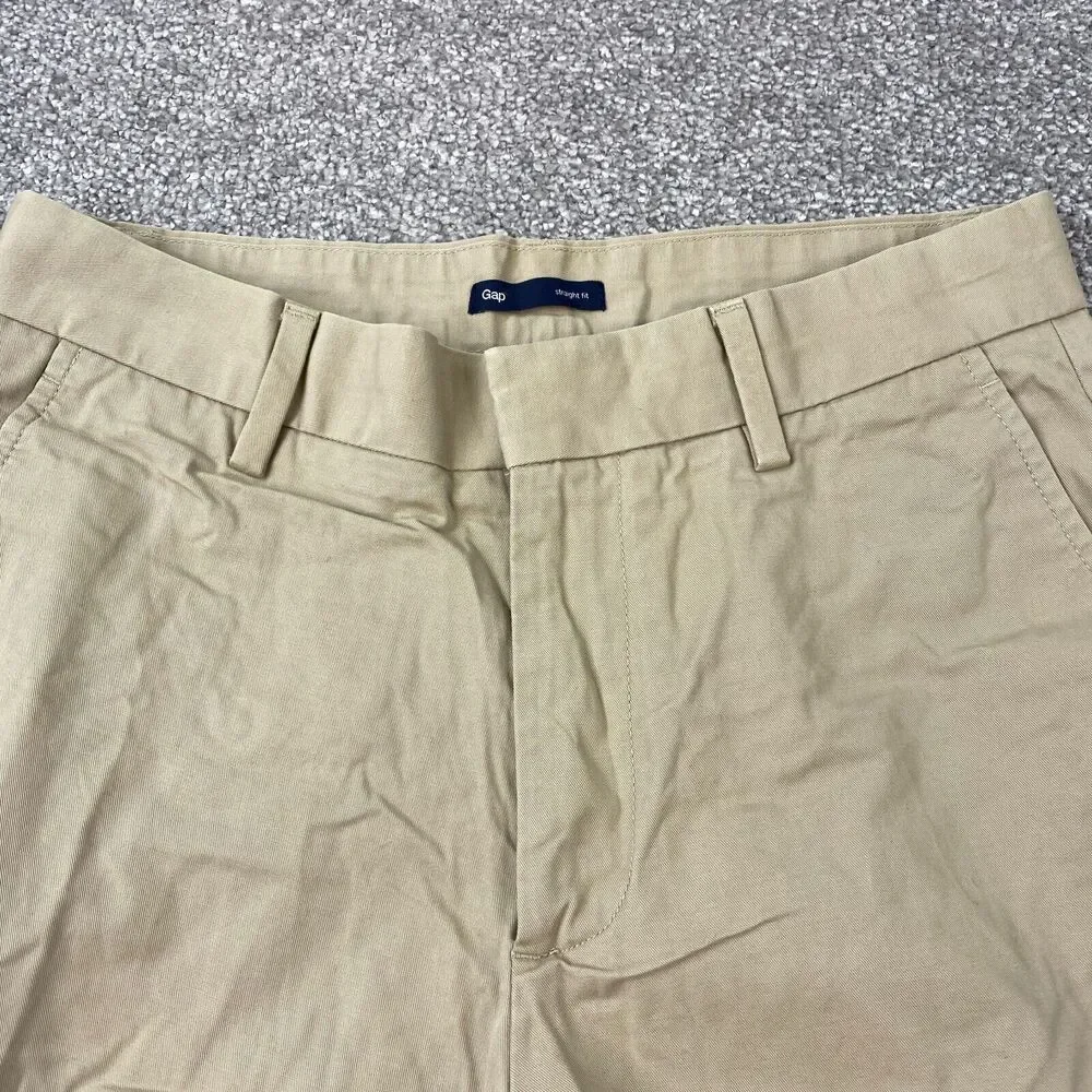 Gap Straight Fit Chino Pants Men's 28x30 Tan Flat Front Slash Pocket Cotton - Picture 2 of 11
